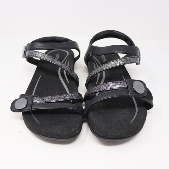 Aetrex Womens Jess Strap Sandals Black Metallic SE210W Size 9 EU 40 - Picture 2 of 5